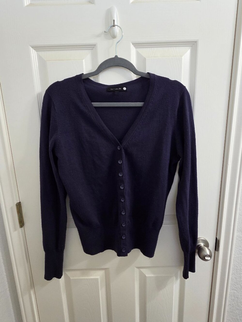Cotton On Navy Blue V‑Neck Cardigan Sweater – Women’s Large (Pre‑Loved)